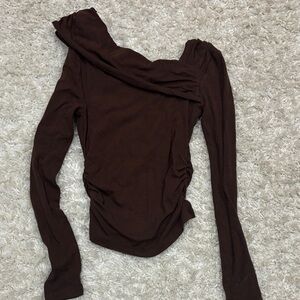 Elegant Brown Long Sleeve Women's Top